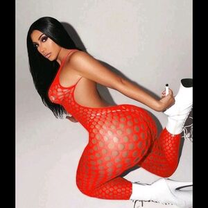 Women's Red Fishnet Bodysuit
